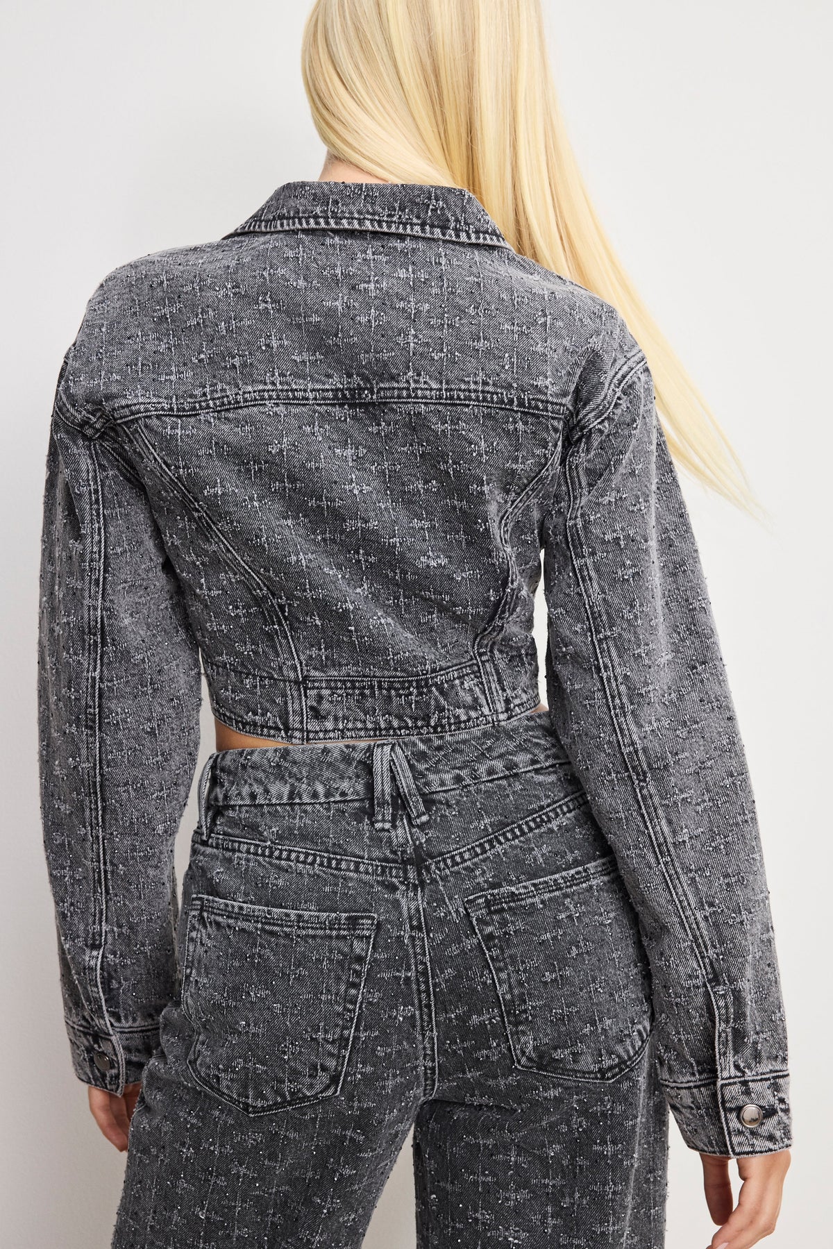 Luxury DOLLY CRYSTAL DENIM JACKET BLACK415
