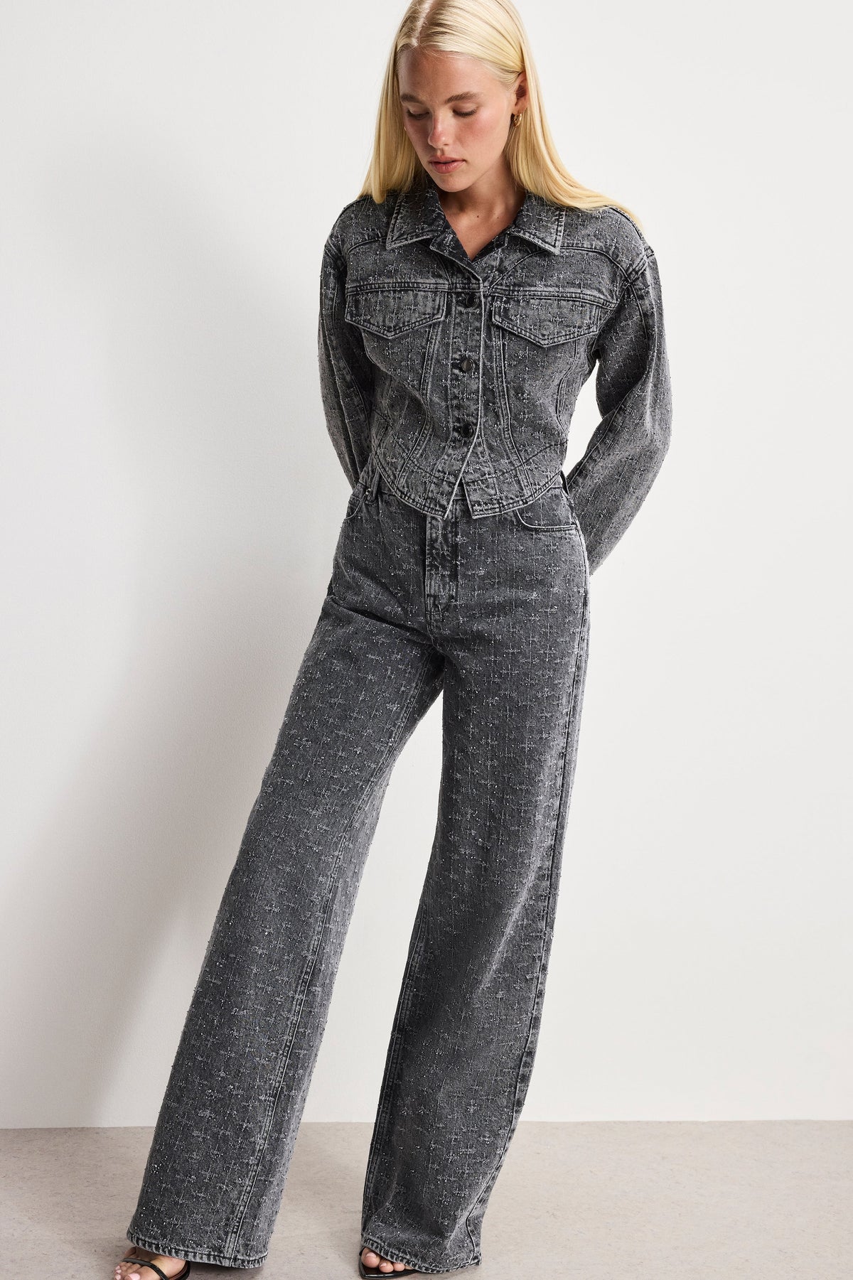 Luxury DOLLY JOLEANS CRYSTAL RELAXED JEANS BLACK415