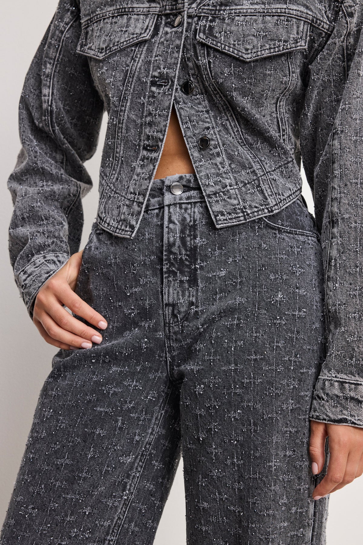 Luxury DOLLY JOLEANS CRYSTAL RELAXED JEANS BLACK415