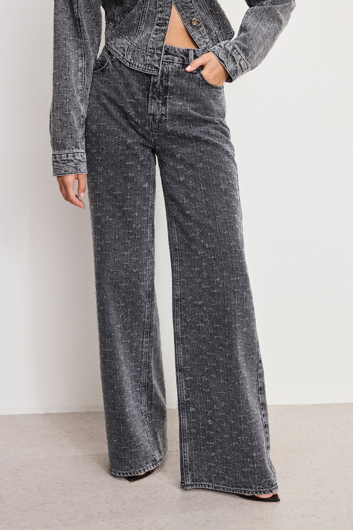 Luxury DOLLY JOLEANS CRYSTAL RELAXED JEANS BLACK415