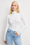 Luxury DOLLY CRYSTAL CORSET BODYSUIT WHITE001