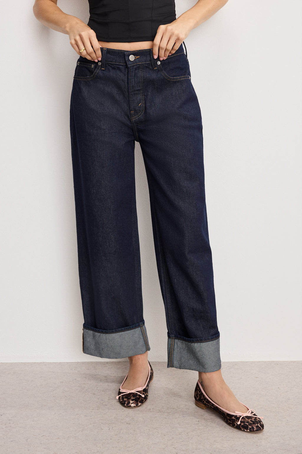 Luxury GOOD LOW RISE BAGGY CUFFED JEANS INDIGO1006