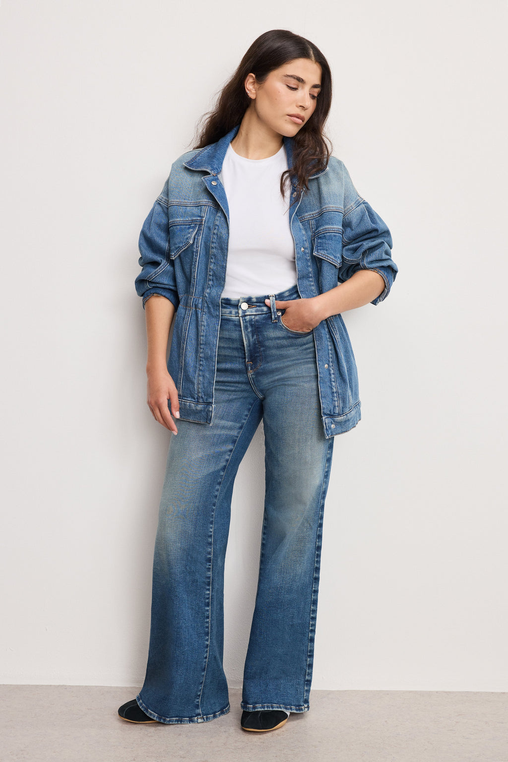 Luxury SOFT TECH GOOD PETITE PALAZZO JEANS INDIGO986