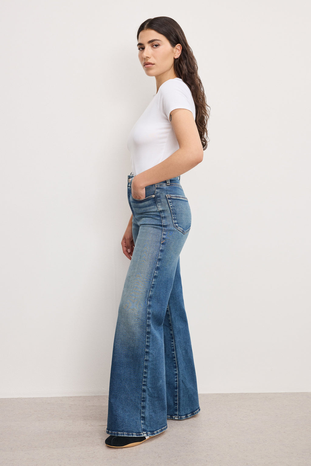 Luxury SOFT TECH GOOD PETITE PALAZZO JEANS INDIGO986