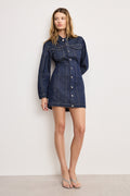 Luxury BARREL LONG SLEEVE MINI DRESS INDIGO982