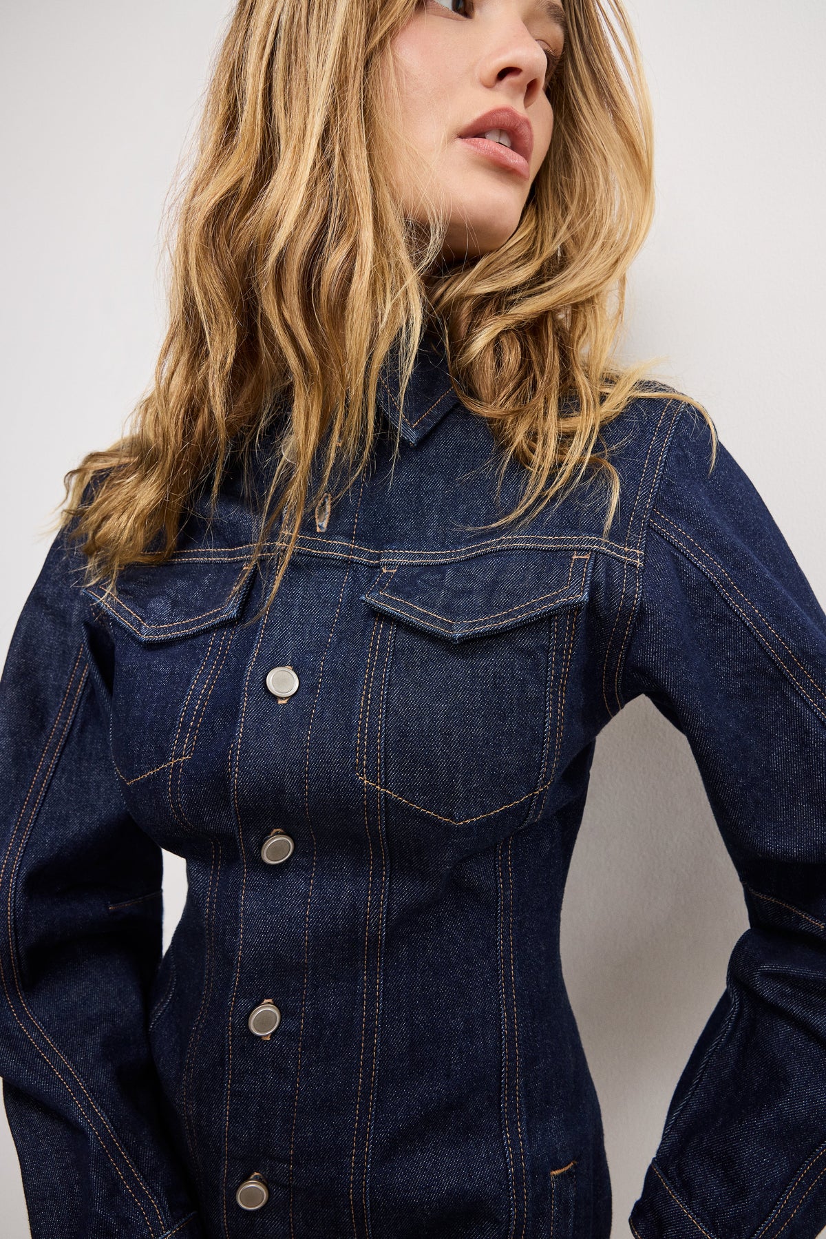 Luxury BARREL LONG SLEEVE MINI DRESS INDIGO982