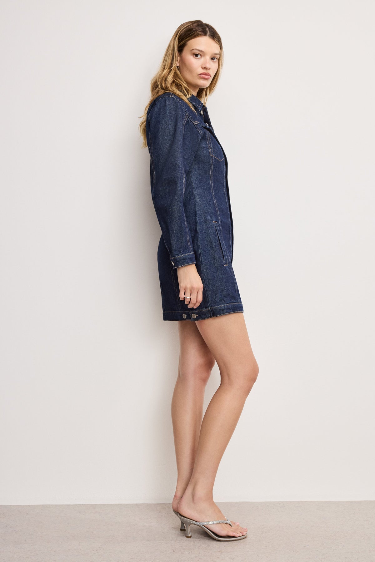 Luxury BARREL LONG SLEEVE MINI DRESS INDIGO982