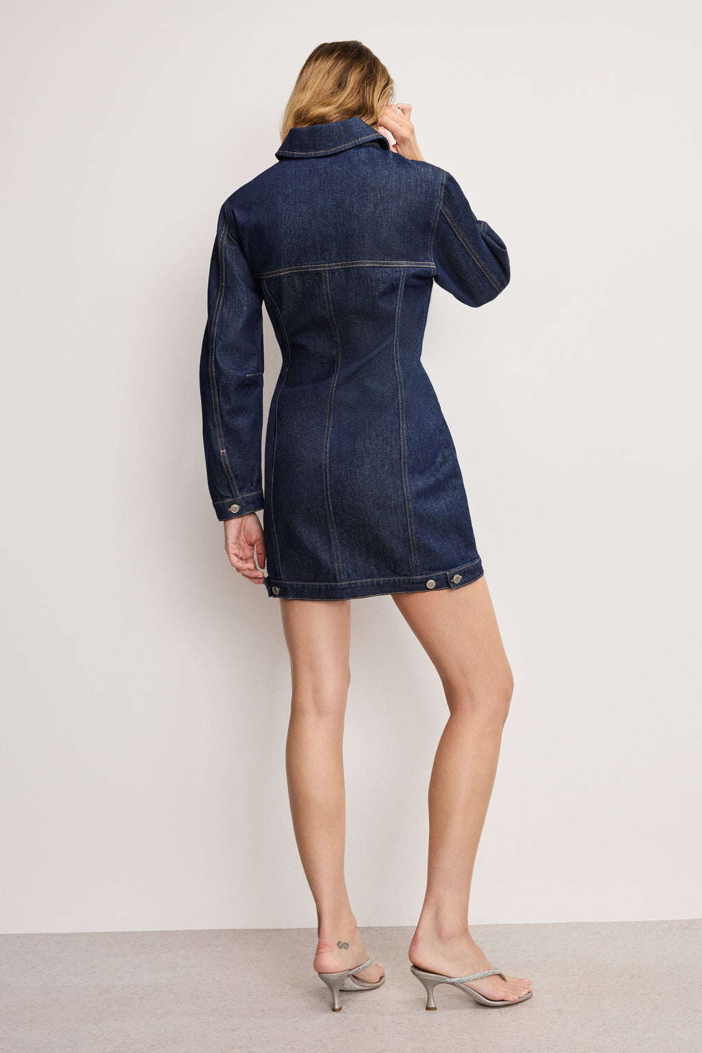 Luxury BARREL LONG SLEEVE MINI DRESS INDIGO982