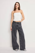 Luxury ESSENTIAL SUITING STRAPLESS TOP CHESTNUT PIN STRIPE