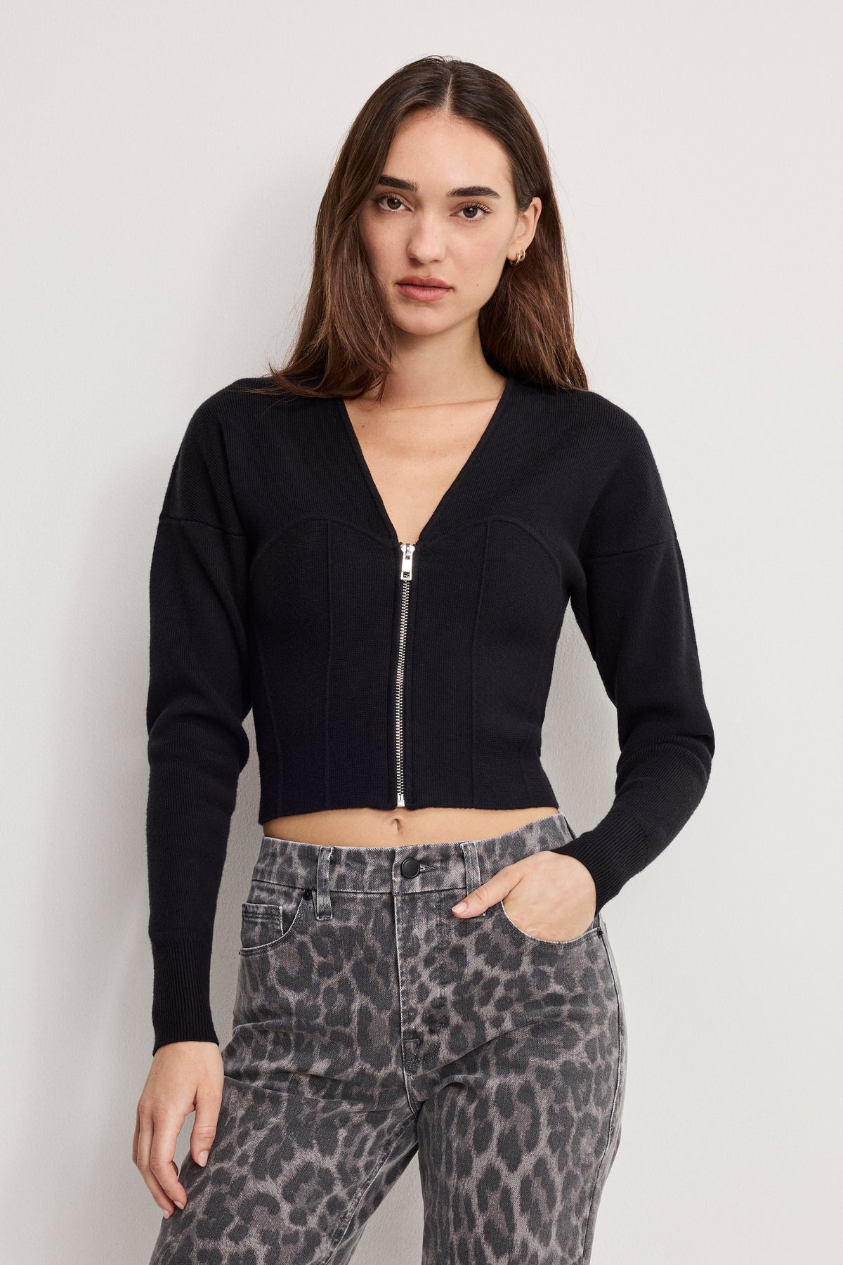 Luxury BUSTIER SWEATER BLACK001