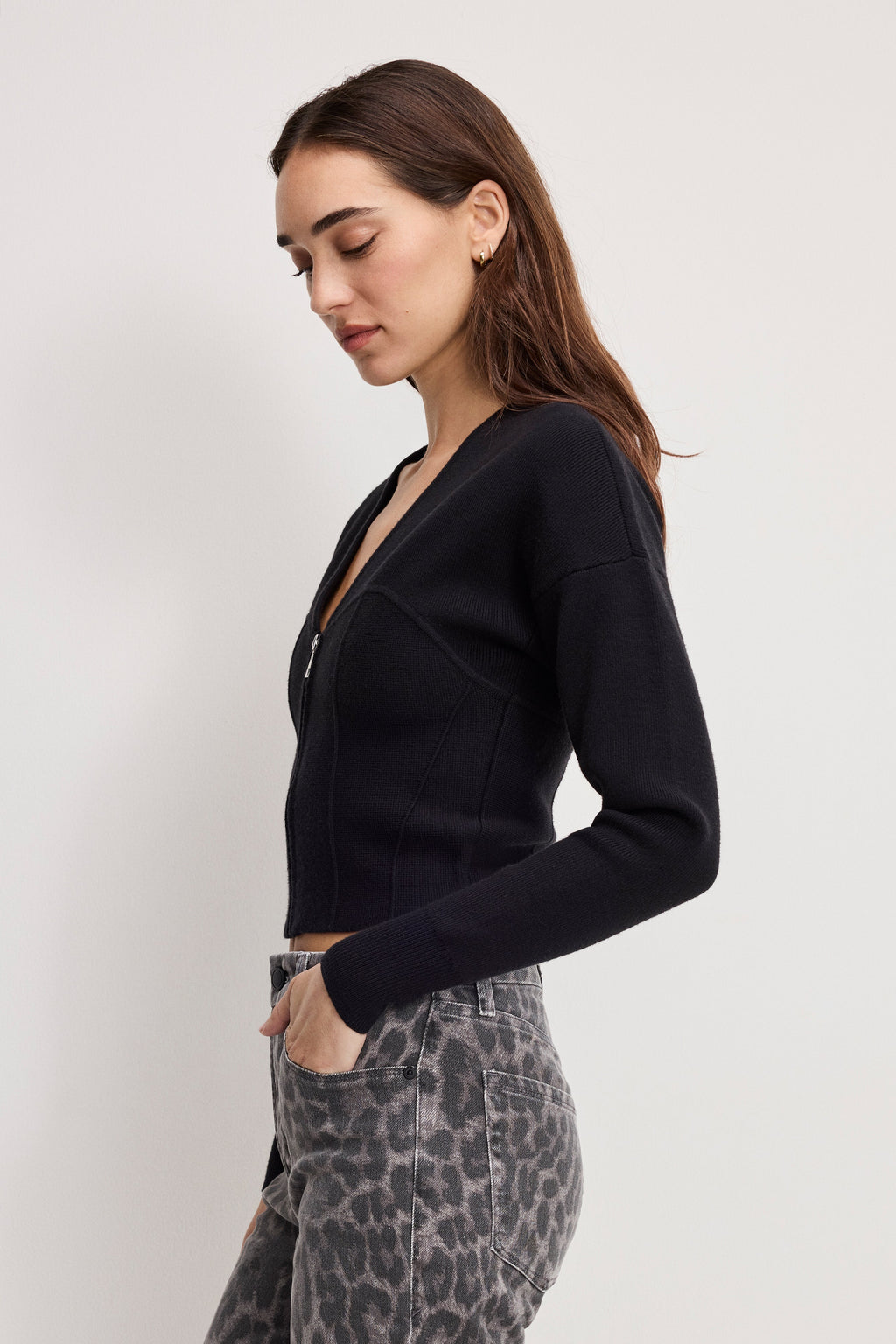 Luxury BUSTIER SWEATER BLACK001