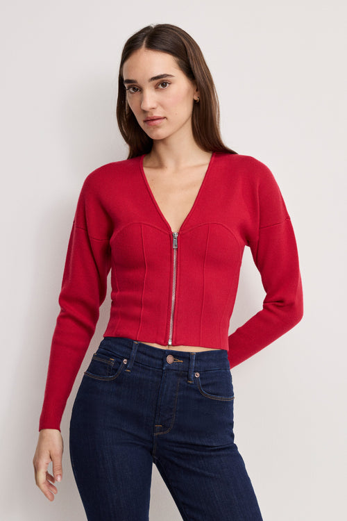 Luxury BUSTIER SWEATER RUBY