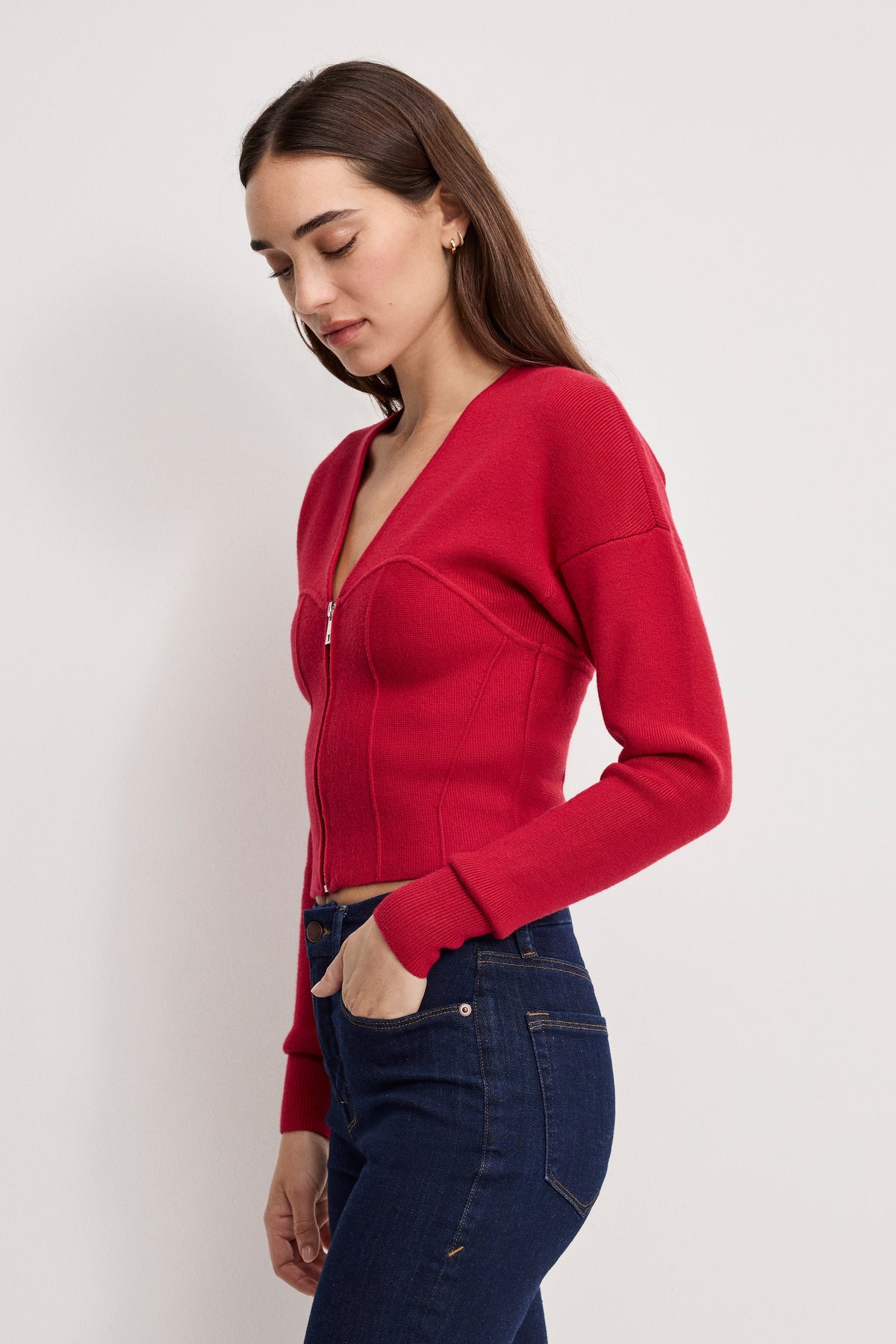 Luxury BUSTIER SWEATER RUBY
