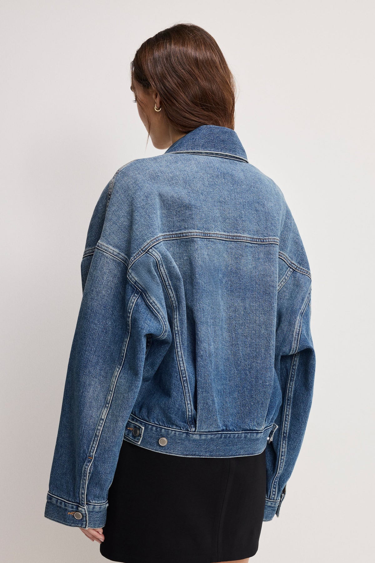 Luxury CROPPED PLEATED TRUCKER JACKET INDIGO1100