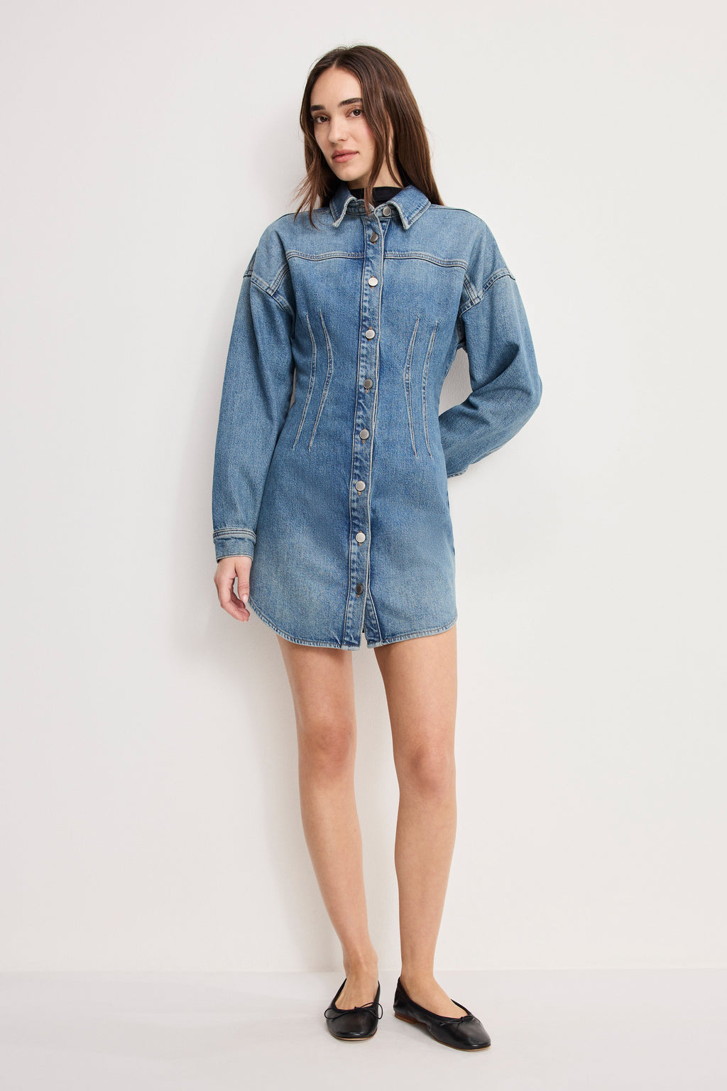 Luxury SHAPED DENIM DRESS INDIGO1100