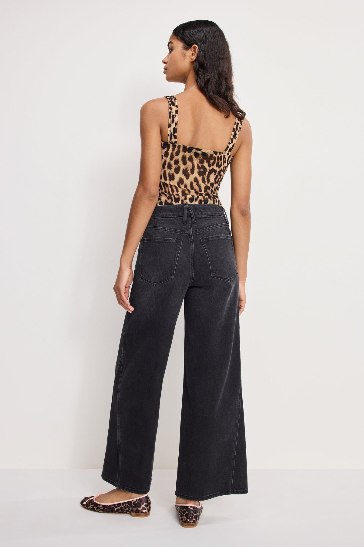 Luxury GOOD SKATE CROPPED WIDE JEANS BLACK407