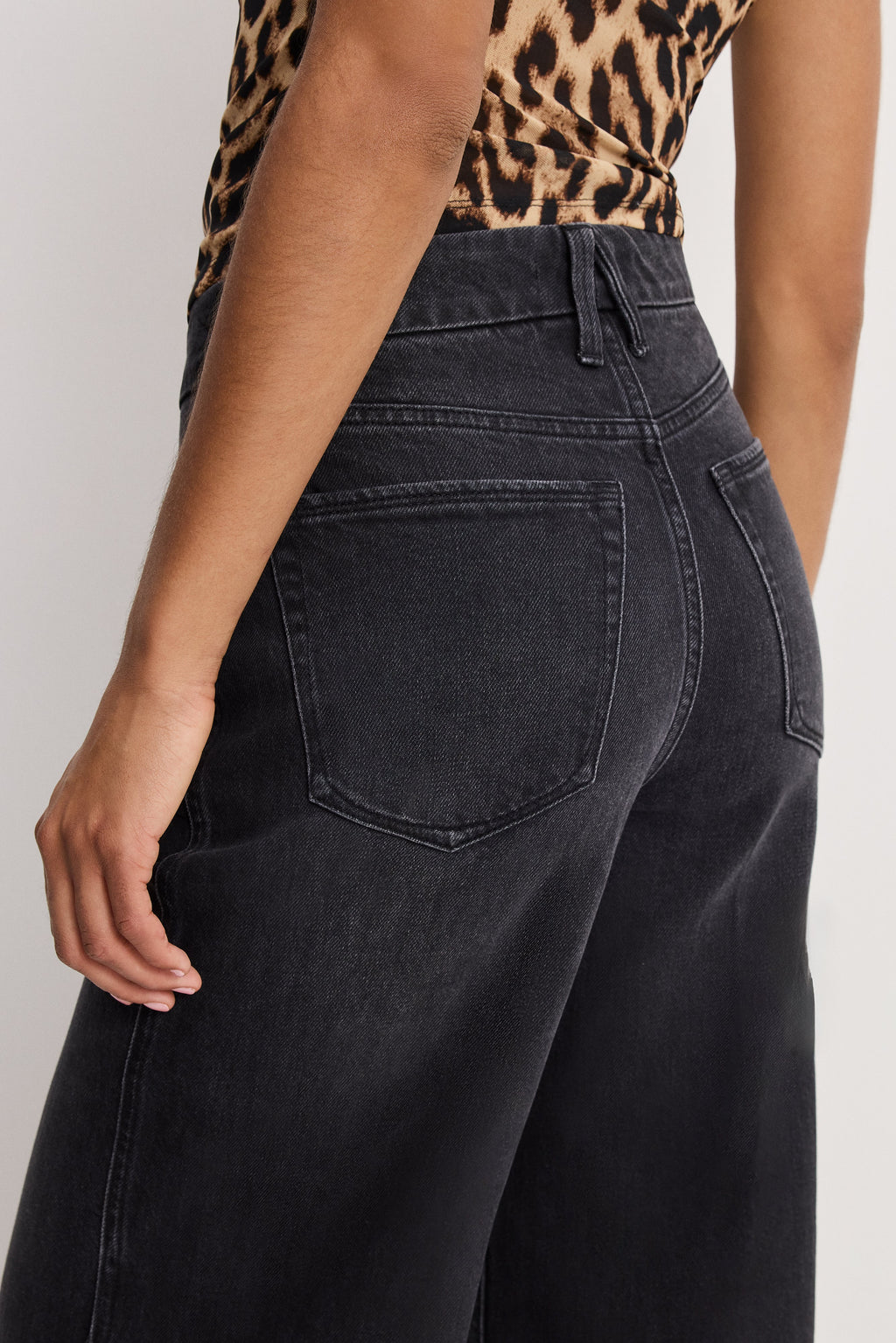Luxury GOOD SKATE CROPPED WIDE JEANS BLACK407