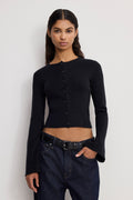 Luxury BELL SLEEVE KNIT CARDIGAN BLACK001