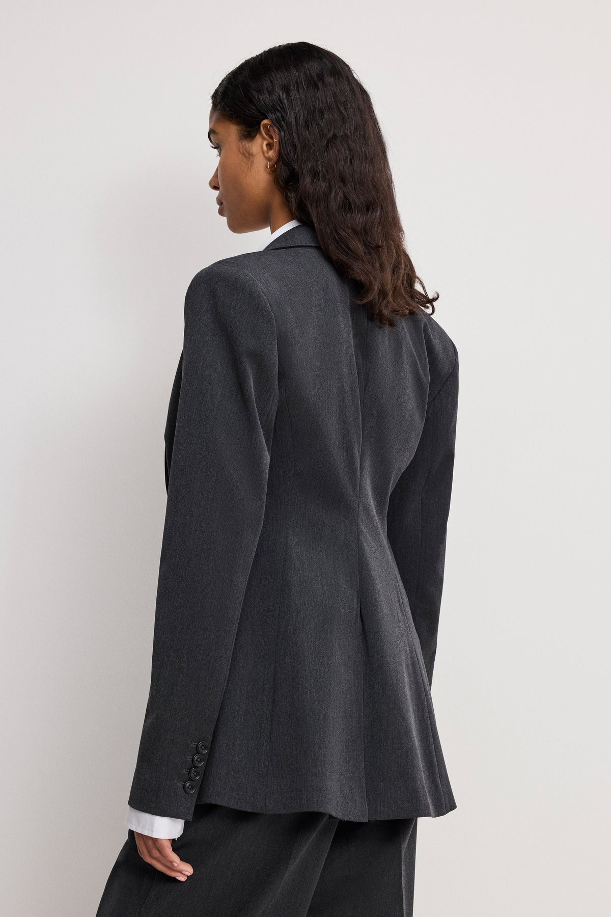 Luxury ESSENTIAL SUITING SCULPTED BLAZER DARK HEATHER GRAY