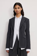 Luxury ESSENTIAL SUITING SCULPTED BLAZER DARK HEATHER GRAY