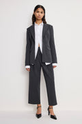 Luxury ESSENTIAL SUITING PLEATED CROPPED TROUSERS DARK HEATHER GRAY
