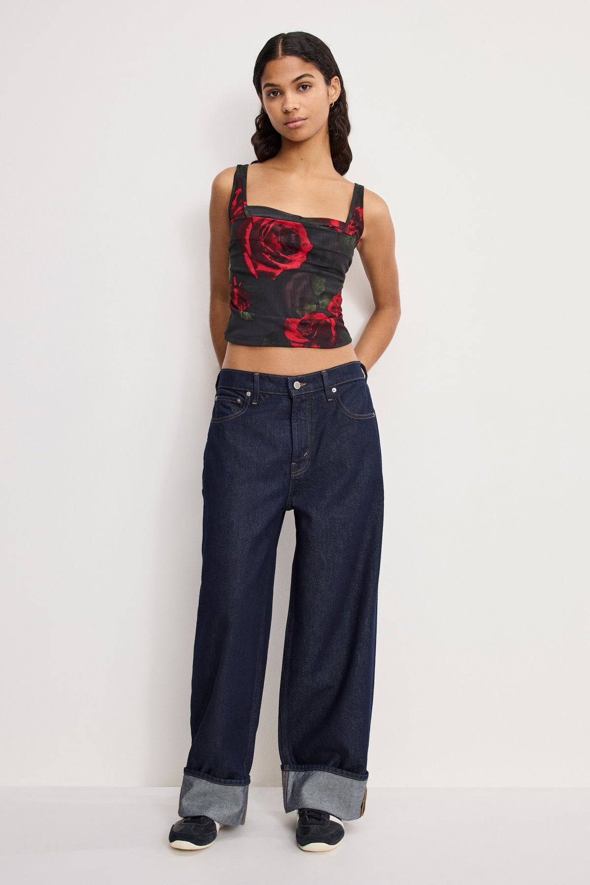 Luxury MESH BUSTIER MOODY RED ROSES001