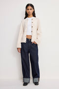Luxury BUTTON FRONT KNIT CARDIGAN VANILLA001