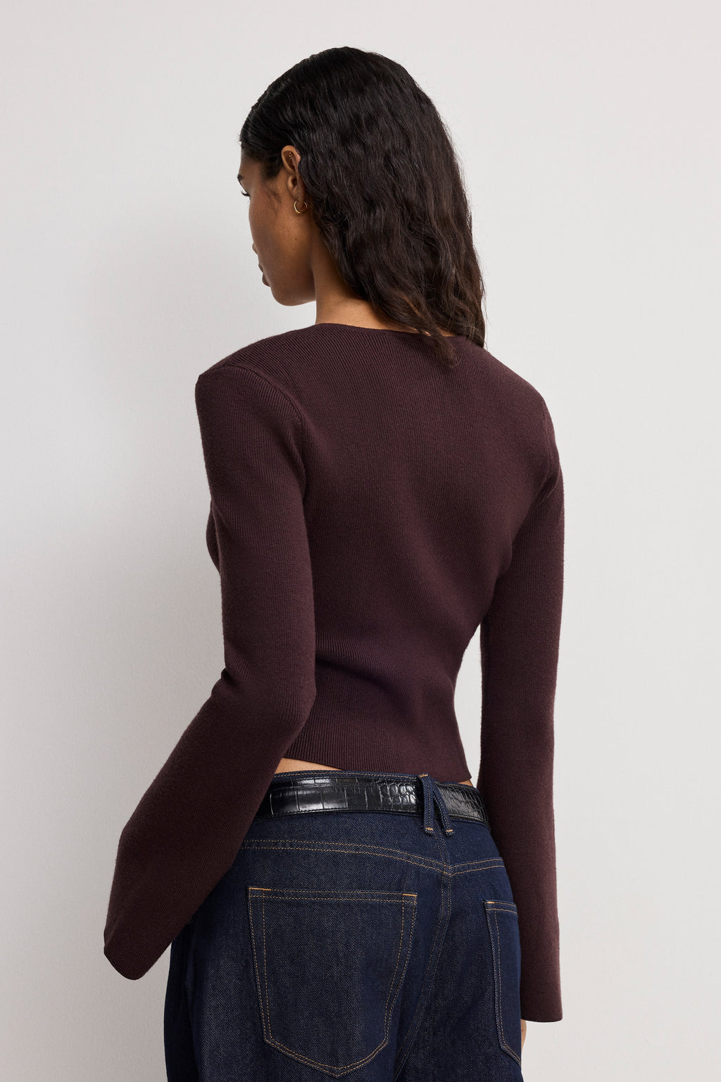 Luxury BELL SLEEVE KNIT CARDIGAN BARK003