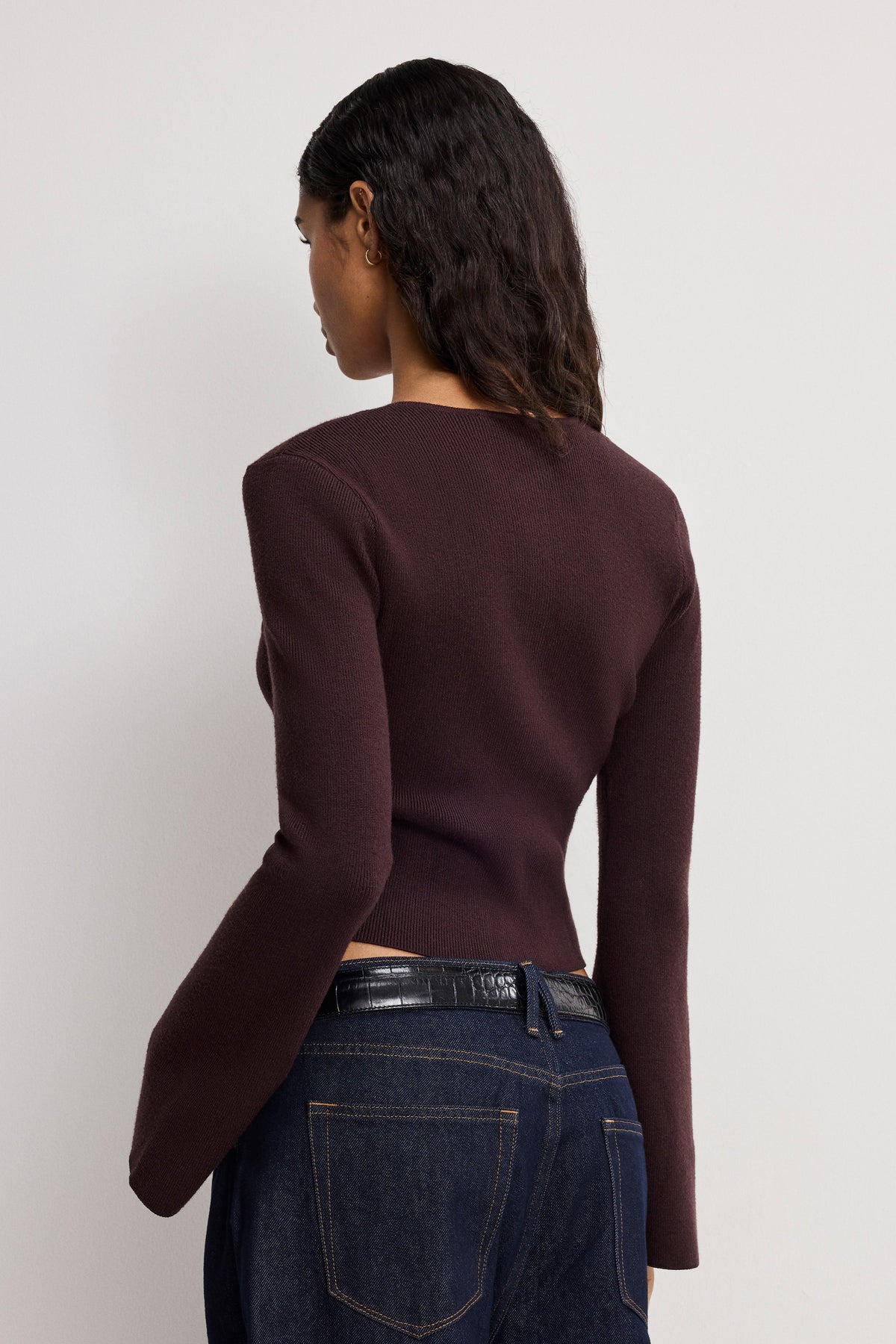 Luxury BELL SLEEVE KNIT CARDIGAN BARK003