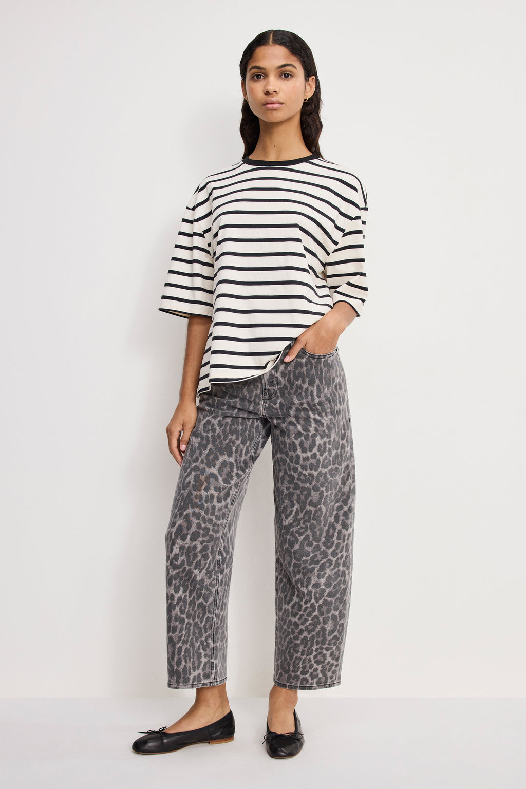 Luxury GOOD BARREL JEANS GREY LUCKY LEOPARD