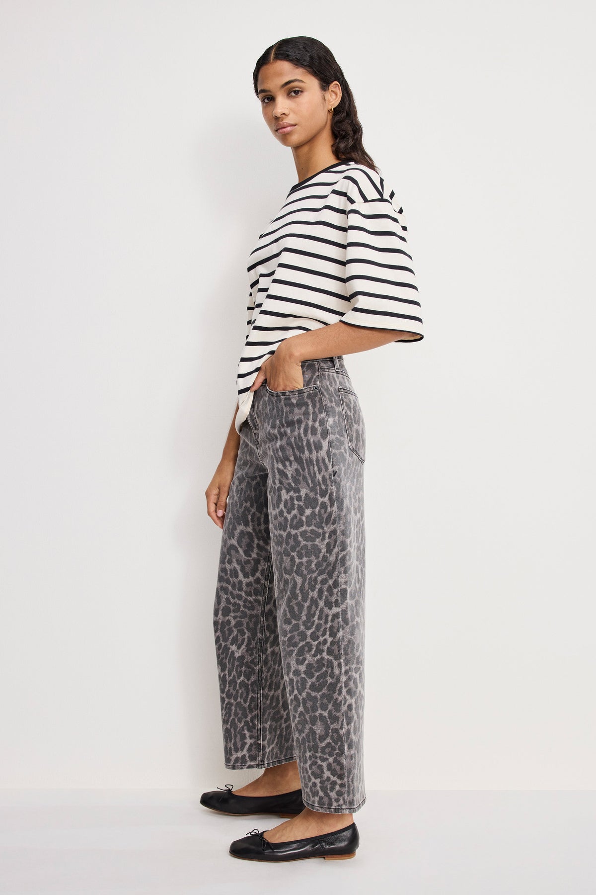 Luxury GOOD BARREL JEANS GREY LUCKY LEOPARD