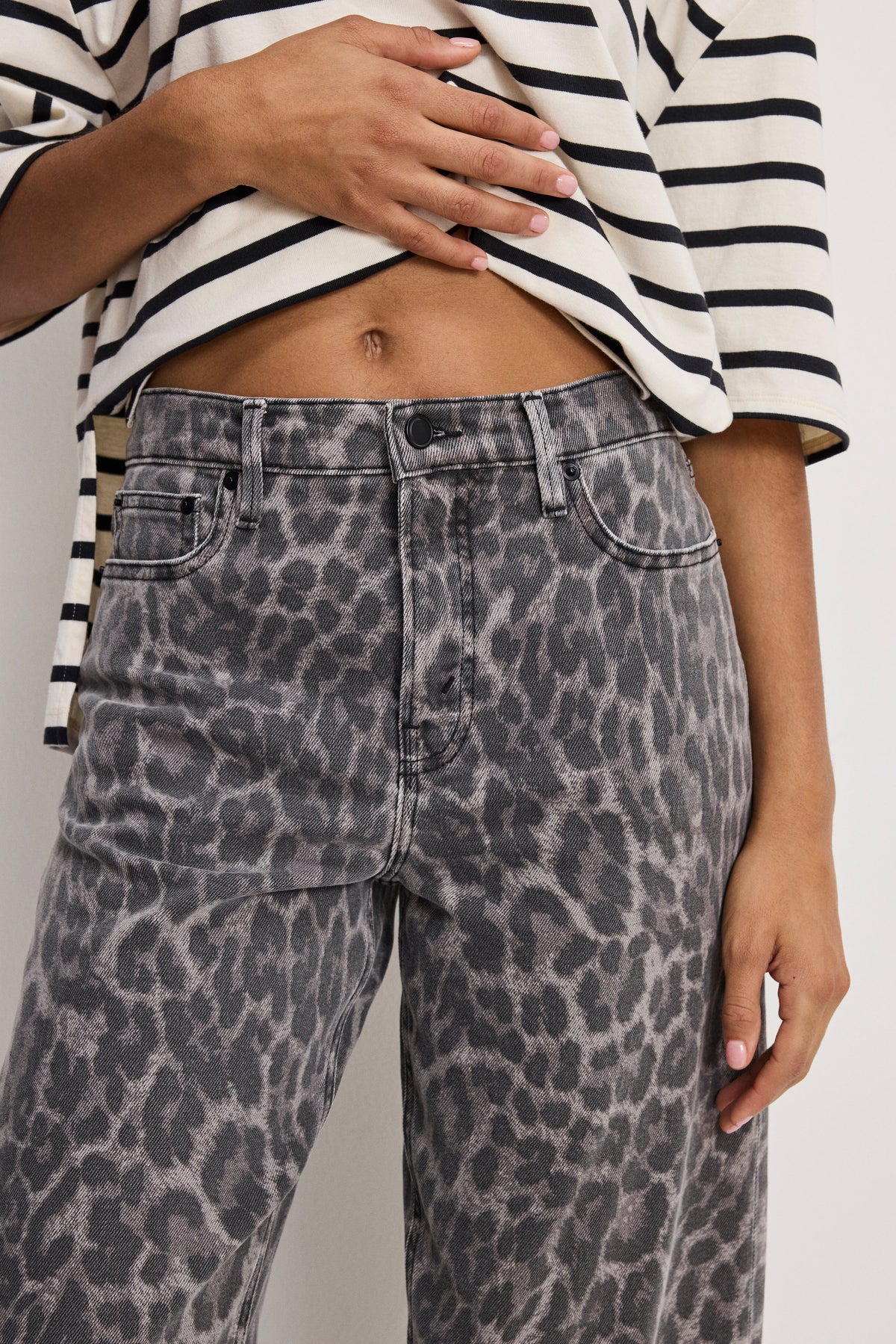 Luxury GOOD BARREL JEANS GREY LUCKY LEOPARD