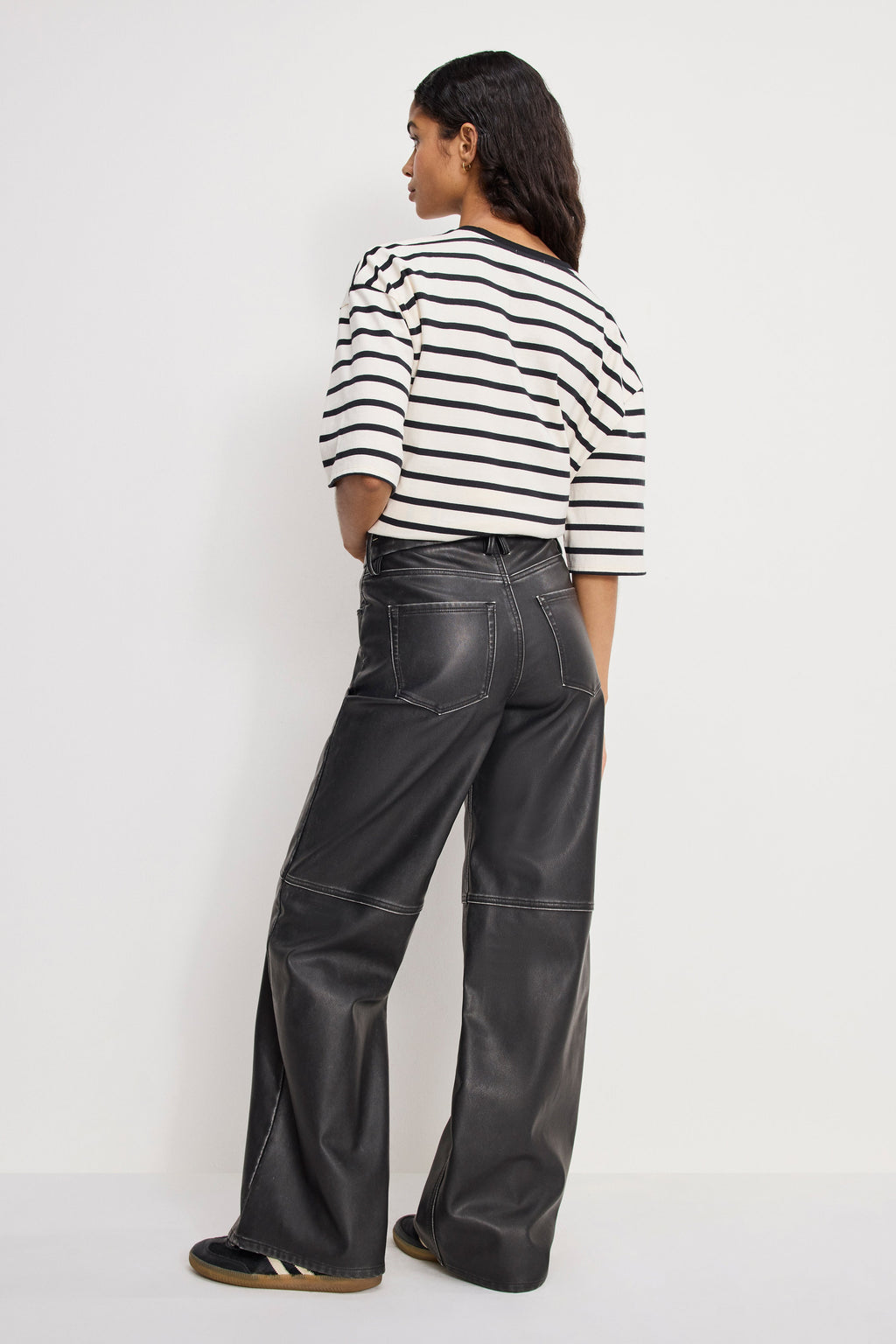 Luxury GOOD SKATE FAUX LEATHER PANTS BLACK001