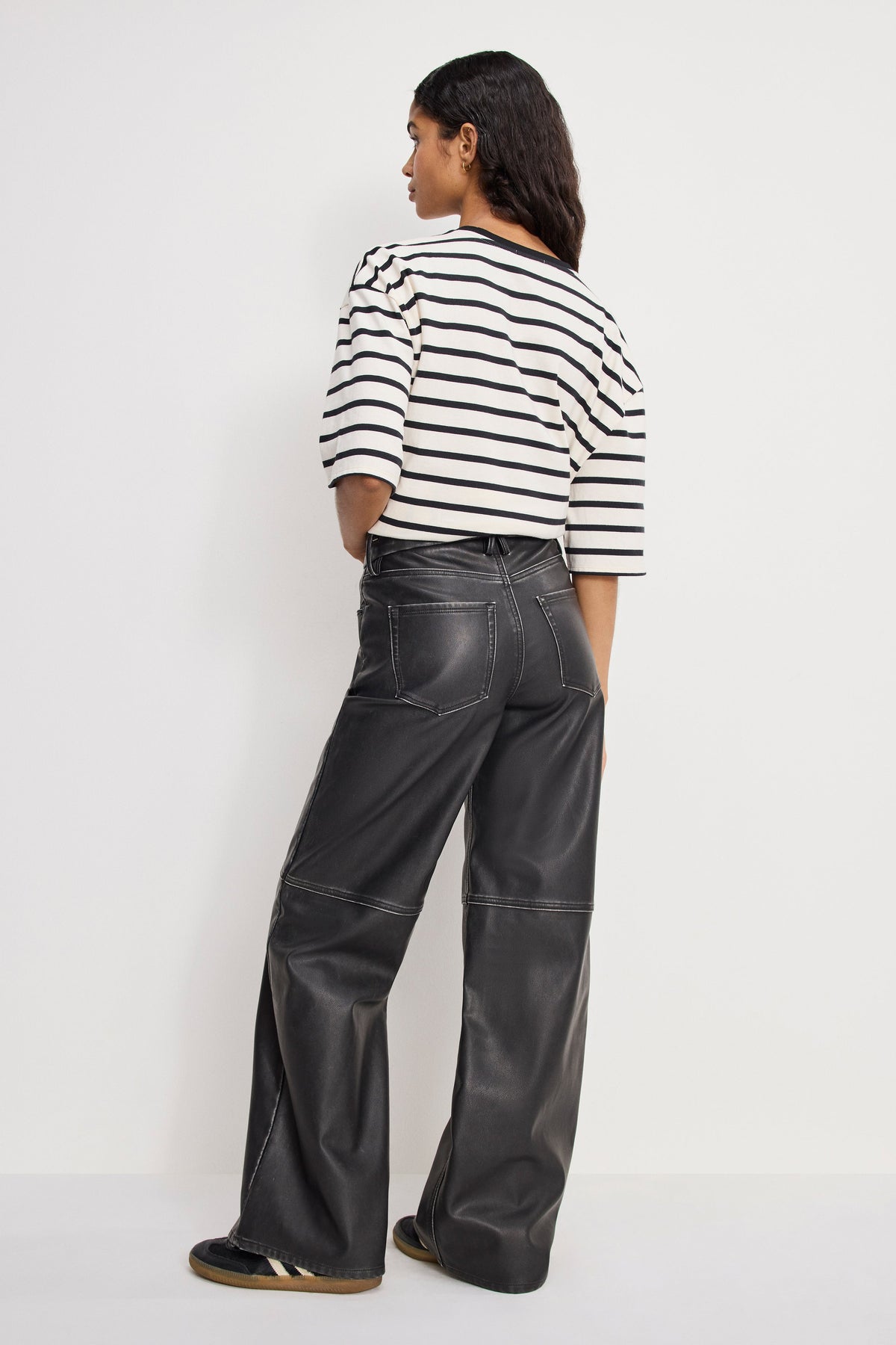Luxury GOOD SKATE FAUX LEATHER PANTS BLACK001