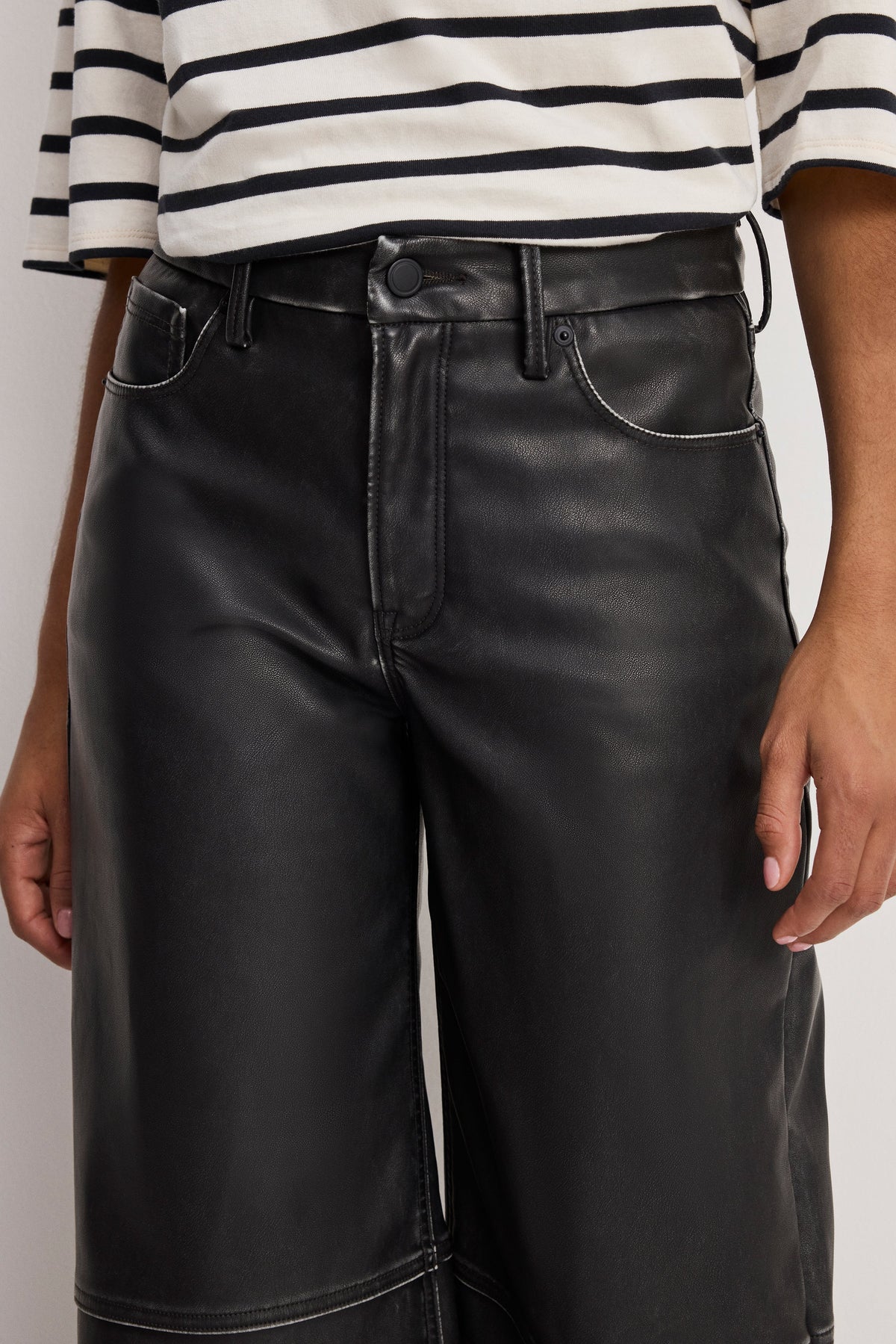Luxury GOOD SKATE FAUX LEATHER PANTS BLACK001