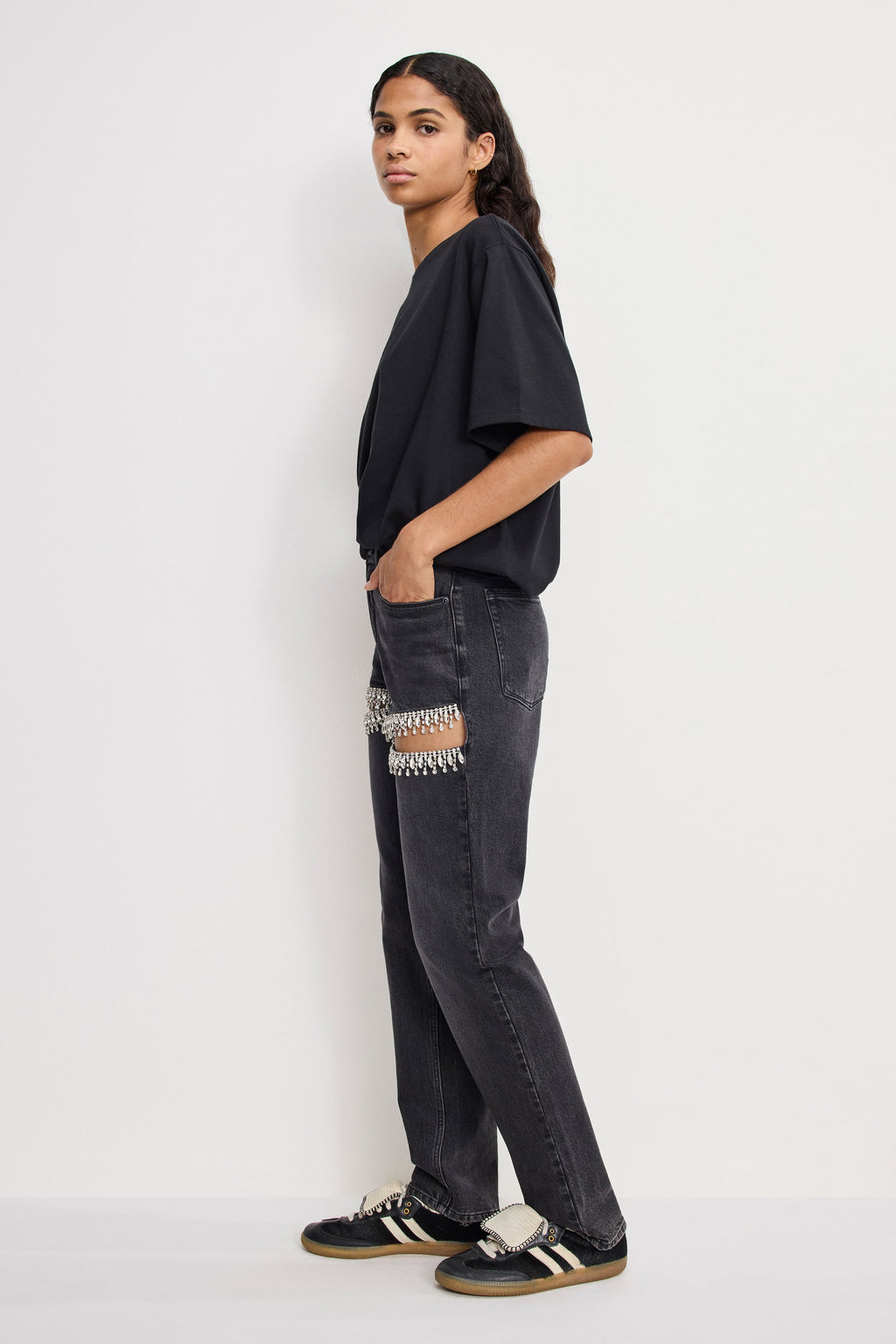 Luxury GOOD ICON STRAIGHT DIAMOND JEANS BLACK376