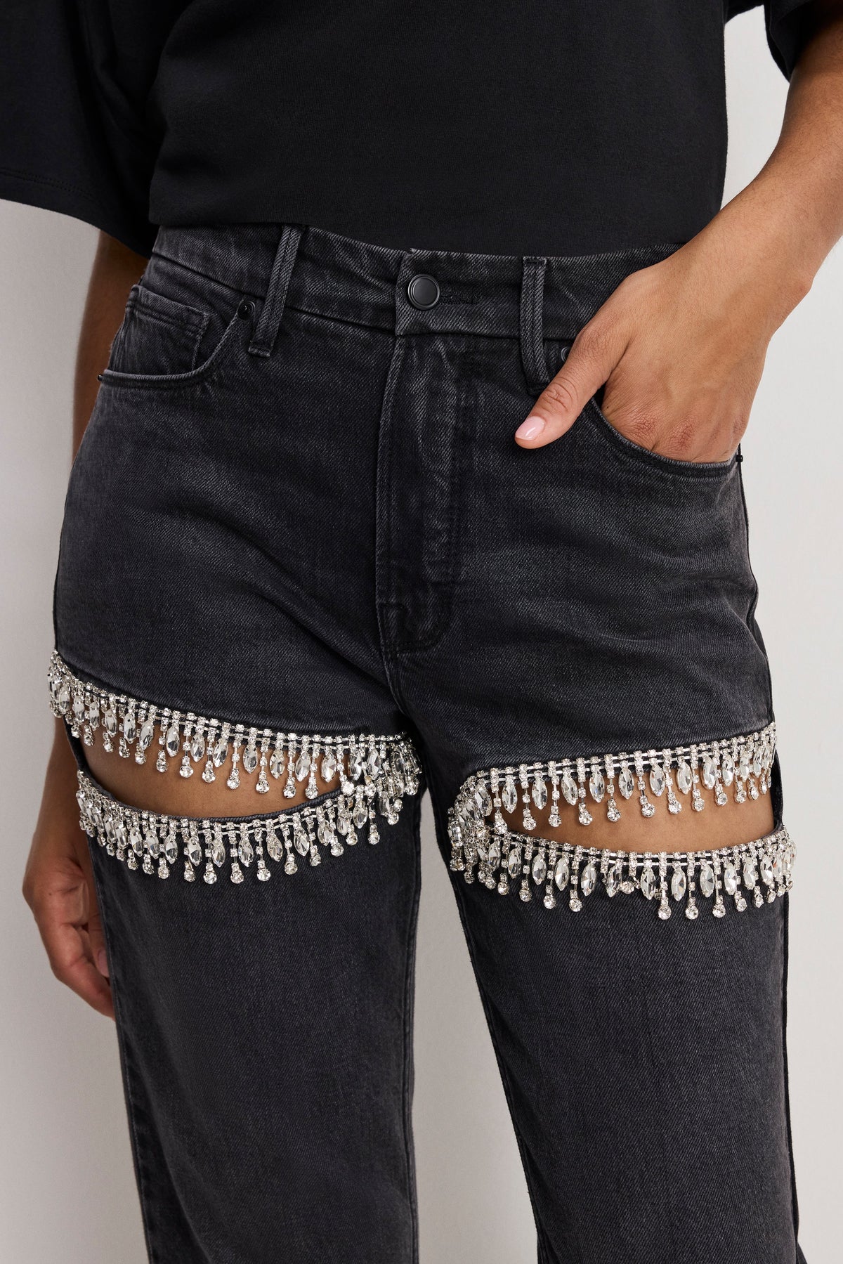 Luxury GOOD ICON STRAIGHT DIAMOND JEANS BLACK376