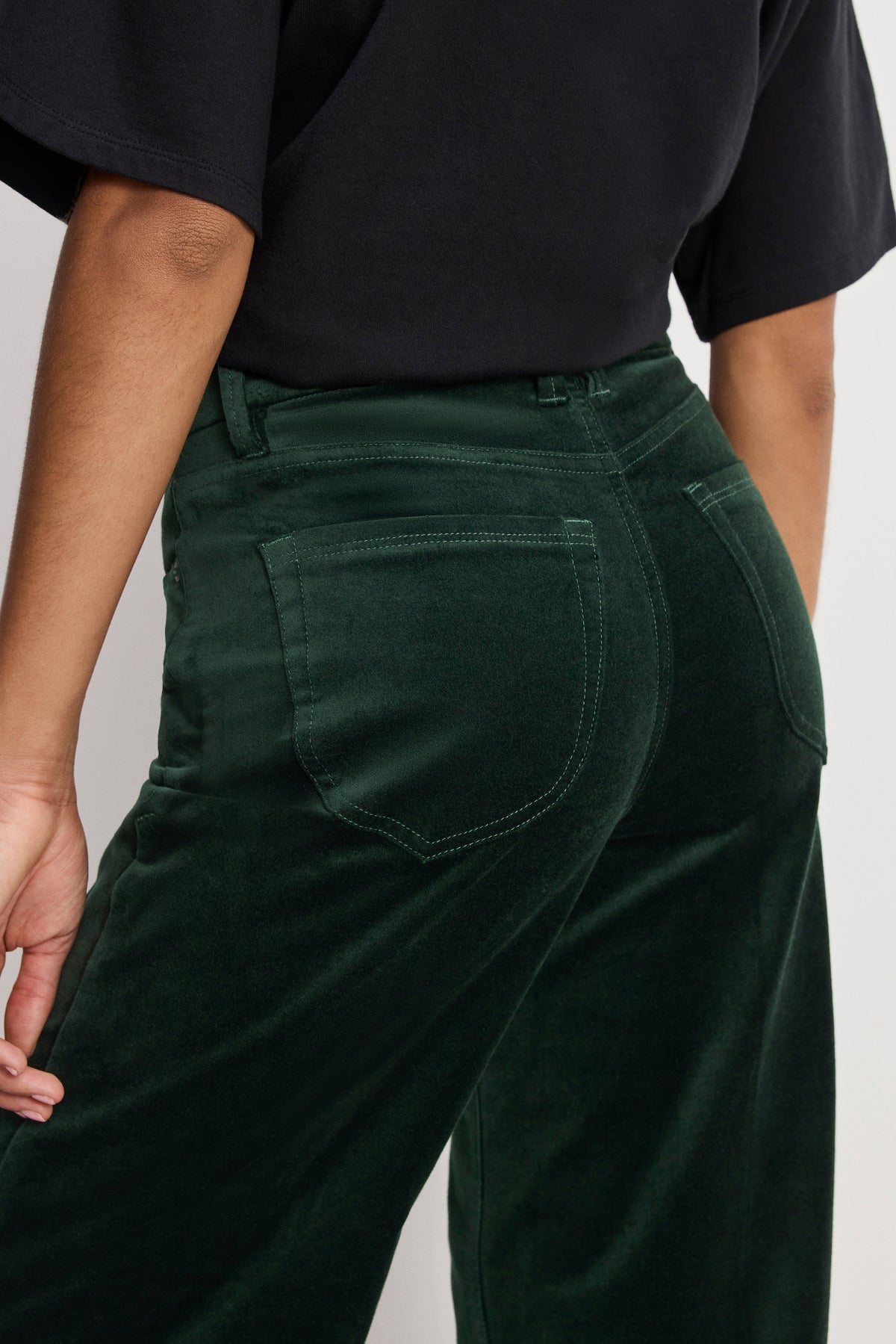 Luxury VELVET GOOD WAIST PALAZZO PANTS PINE GREEN003