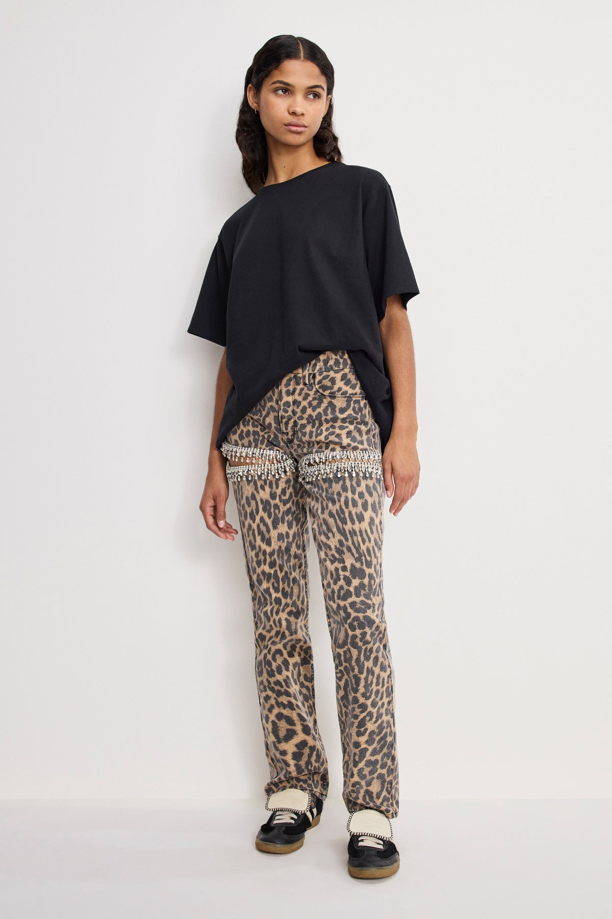 Luxury LEOPARD GOOD ICON STRAIGHT DIAMOND JEANS LUCKY LEOPARD001