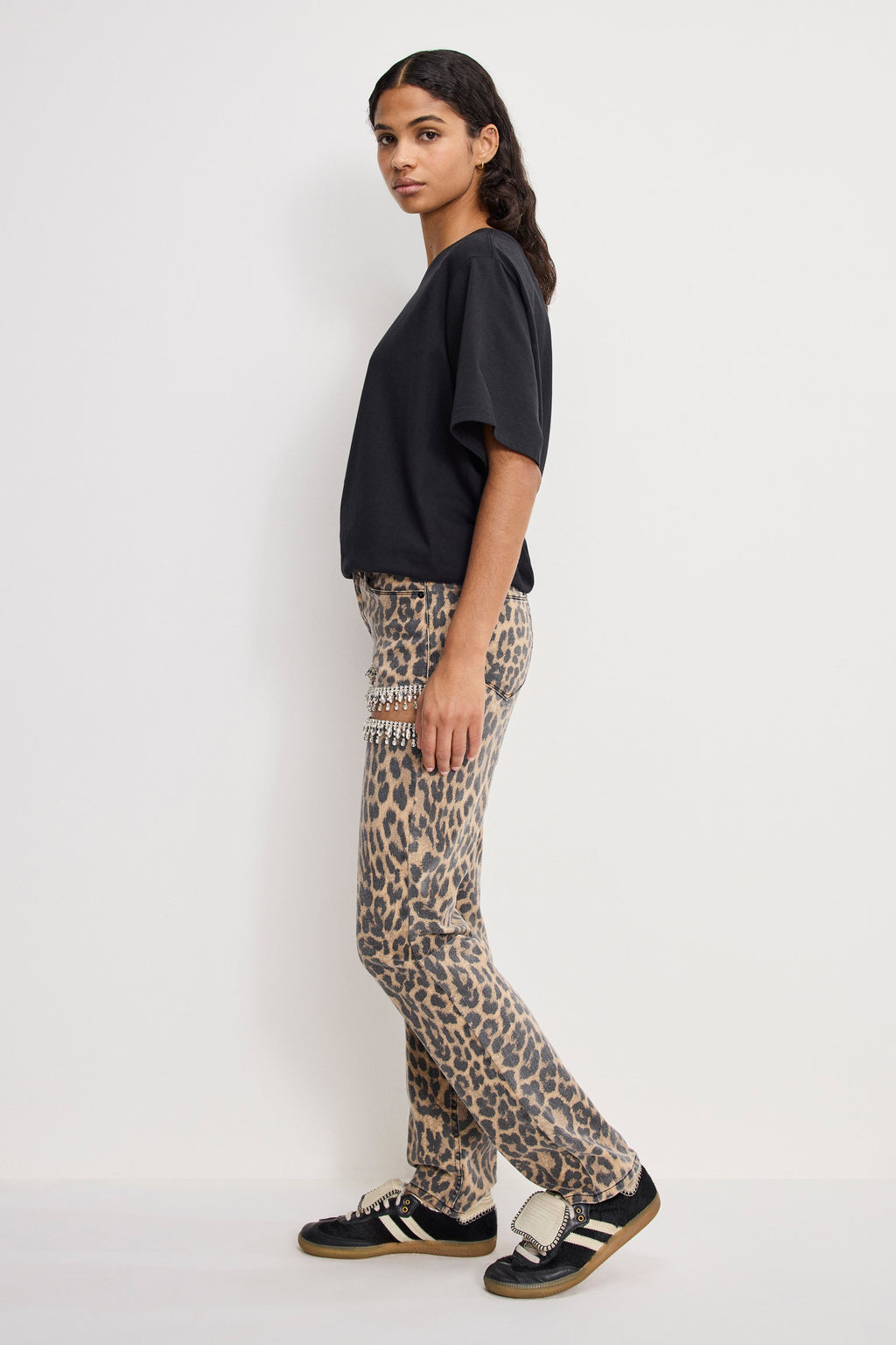 Luxury LEOPARD GOOD ICON STRAIGHT DIAMOND JEANS LUCKY LEOPARD001