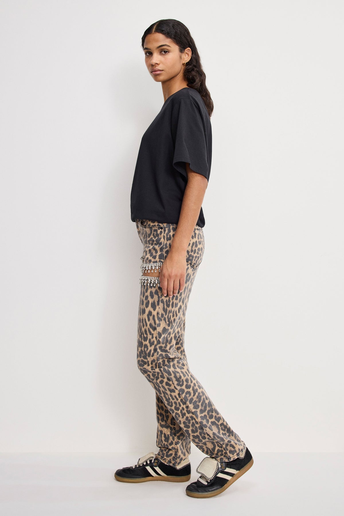 Luxury LEOPARD GOOD ICON STRAIGHT DIAMOND JEANS LUCKY LEOPARD001