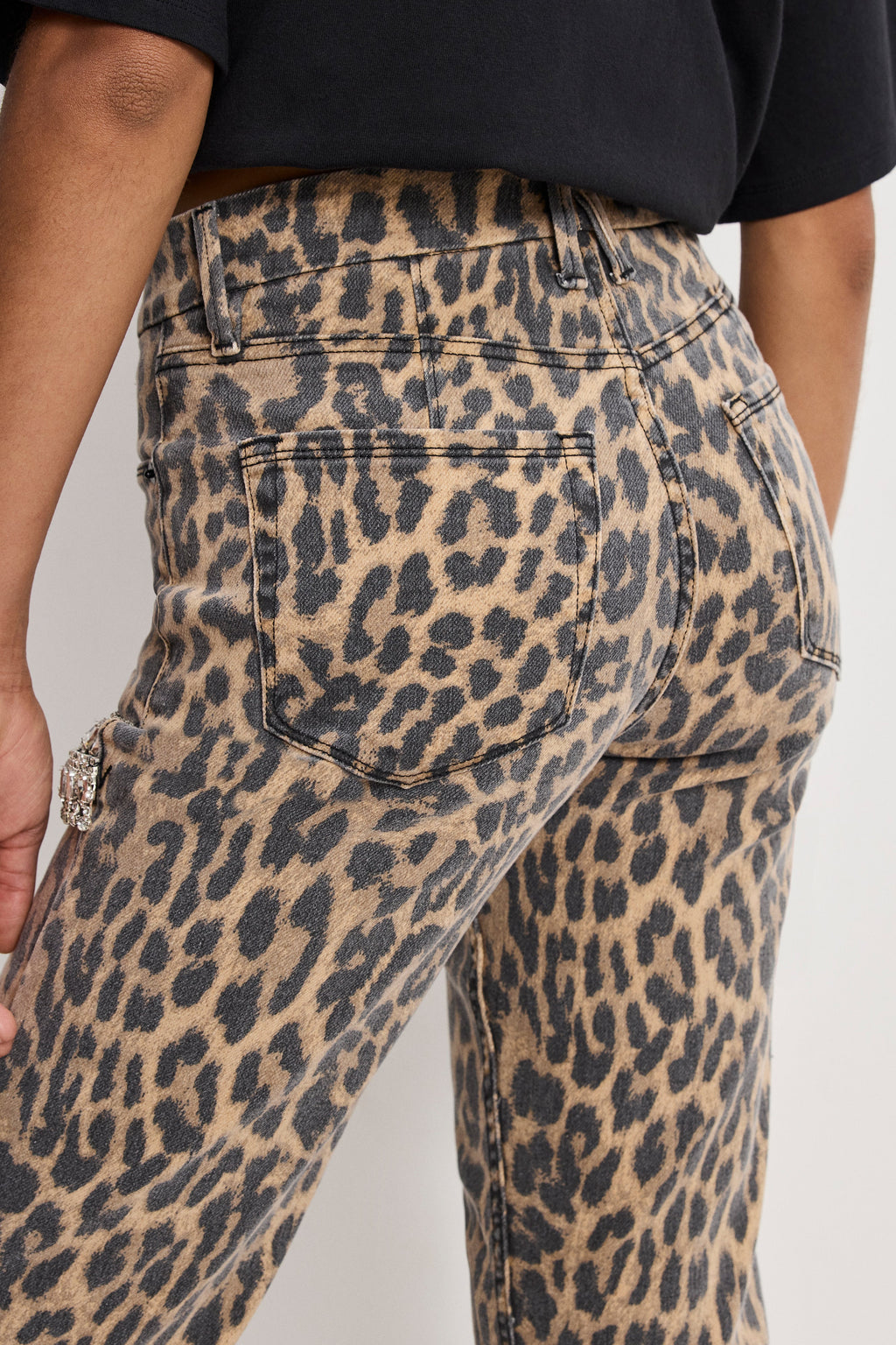 Luxury LEOPARD GOOD ICON STRAIGHT DIAMOND JEANS LUCKY LEOPARD001