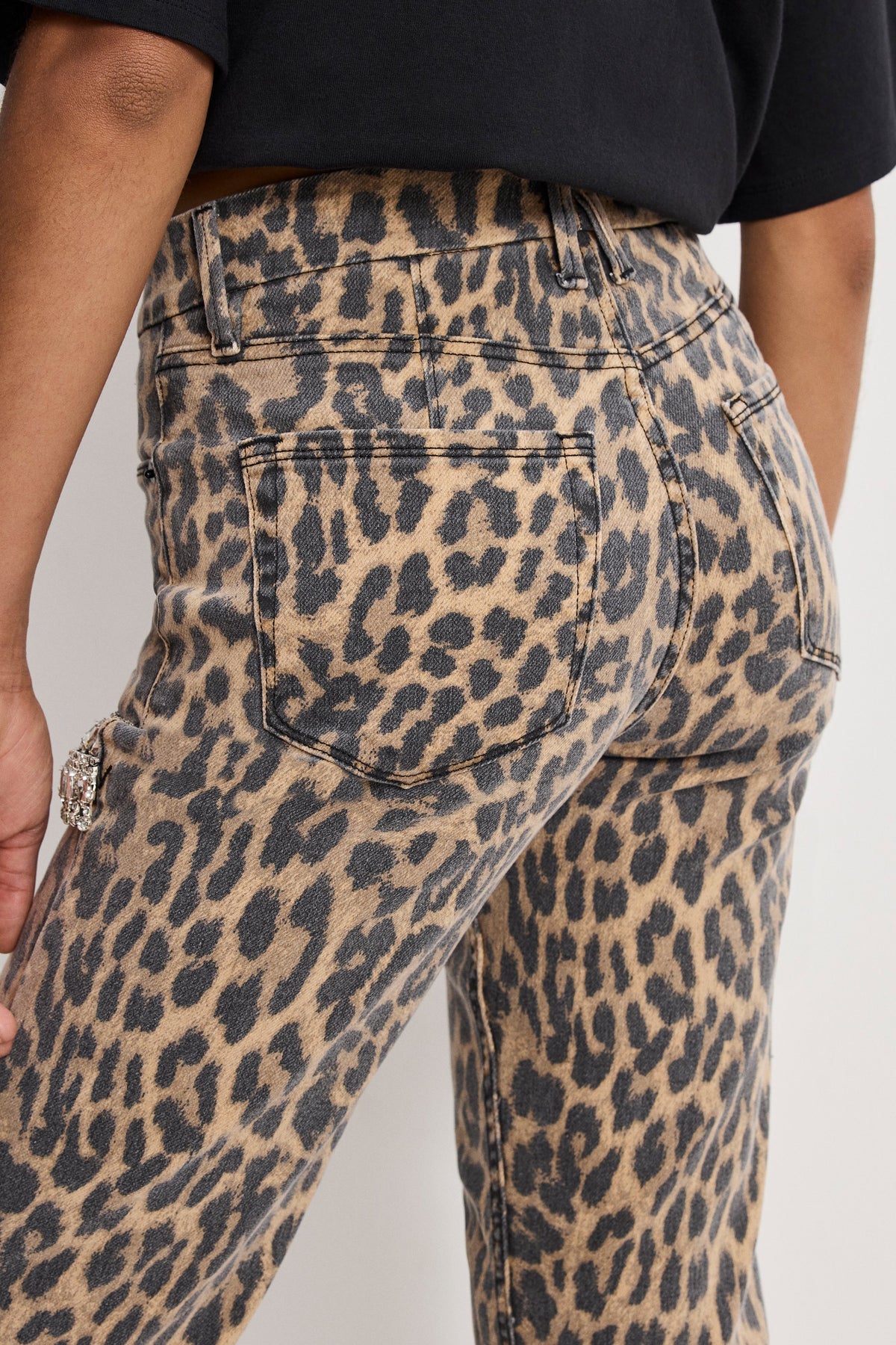 Luxury LEOPARD GOOD ICON STRAIGHT DIAMOND JEANS LUCKY LEOPARD001