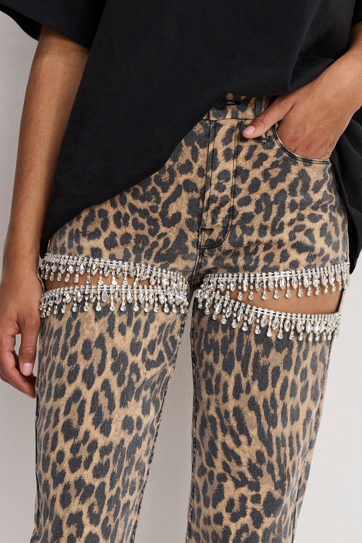 Luxury LEOPARD GOOD ICON STRAIGHT DIAMOND JEANS LUCKY LEOPARD001