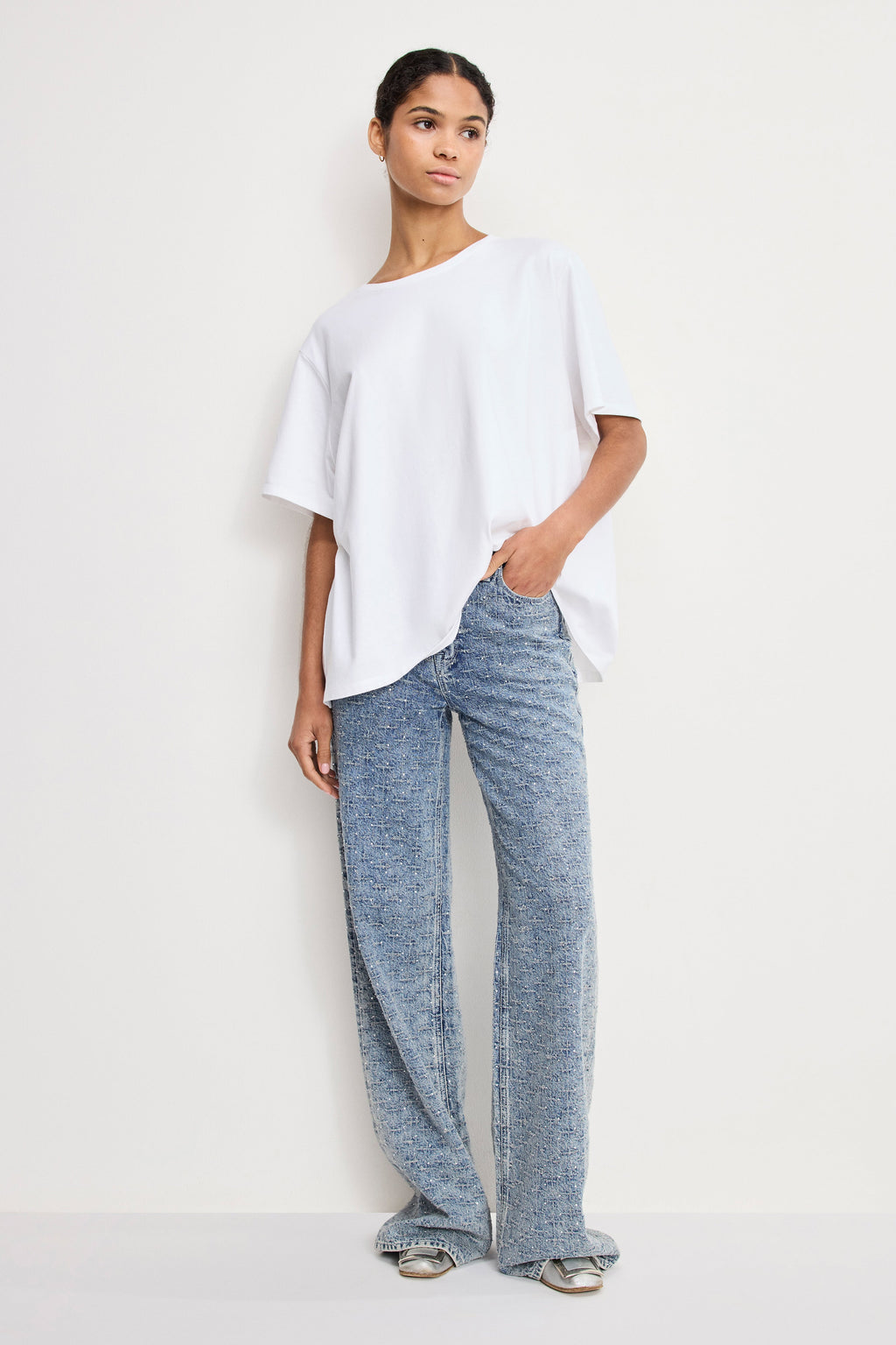 Luxury GOOD SKATE WIDE CRYSTAL JEANS INDIGO1070