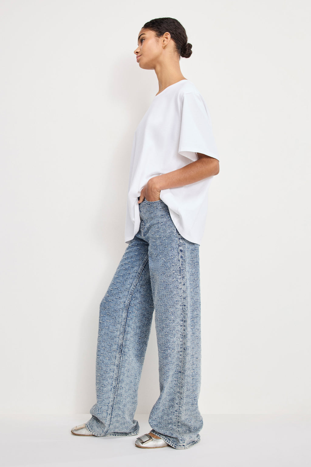 Luxury GOOD SKATE WIDE CRYSTAL JEANS INDIGO1070