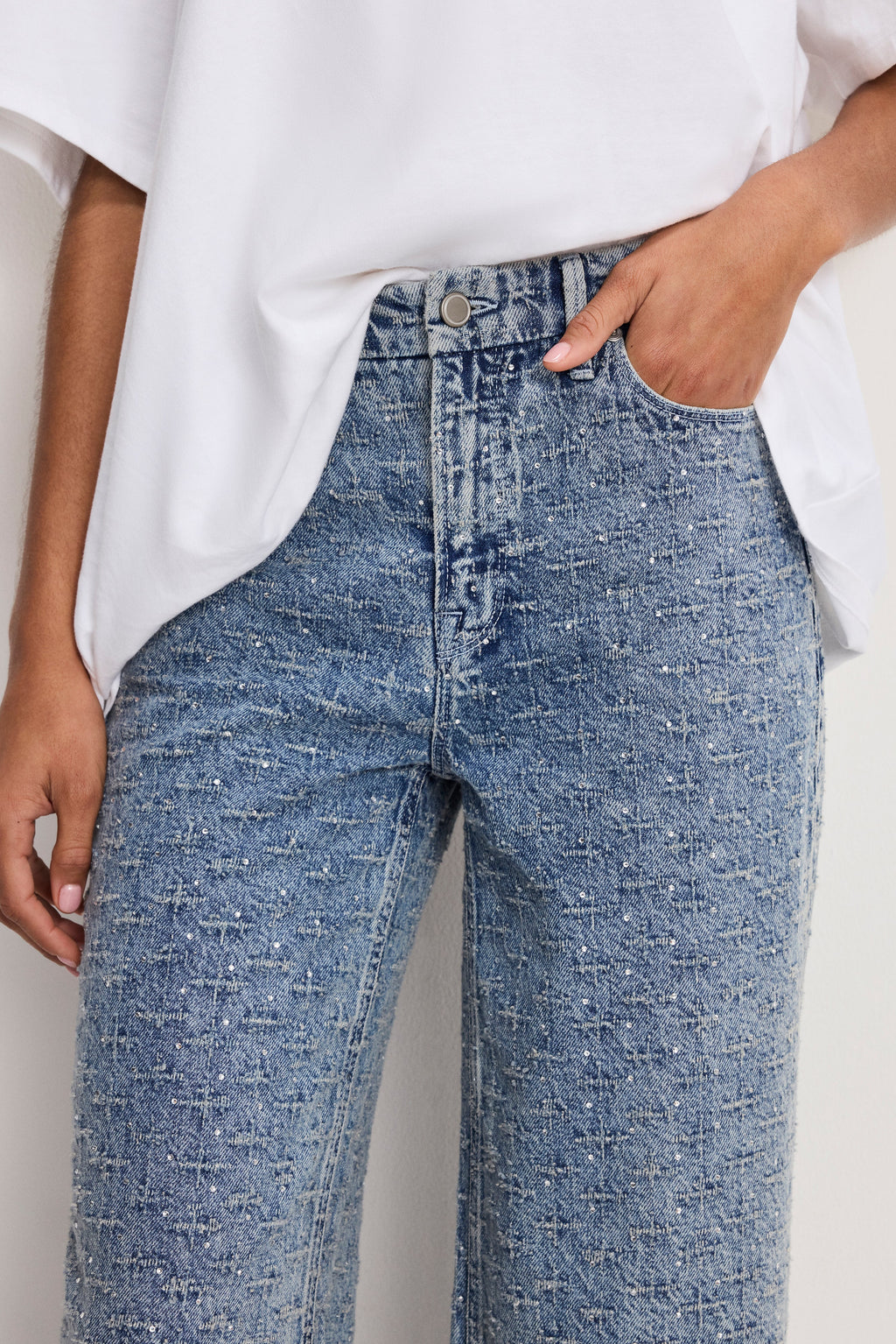 Luxury GOOD SKATE WIDE CRYSTAL JEANS INDIGO1070