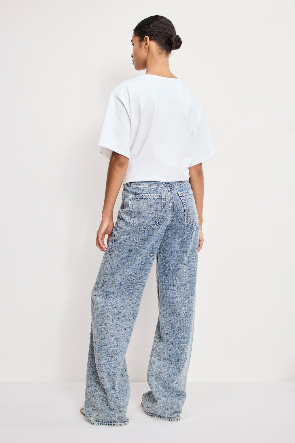 Luxury GOOD SKATE WIDE CRYSTAL JEANS INDIGO1070