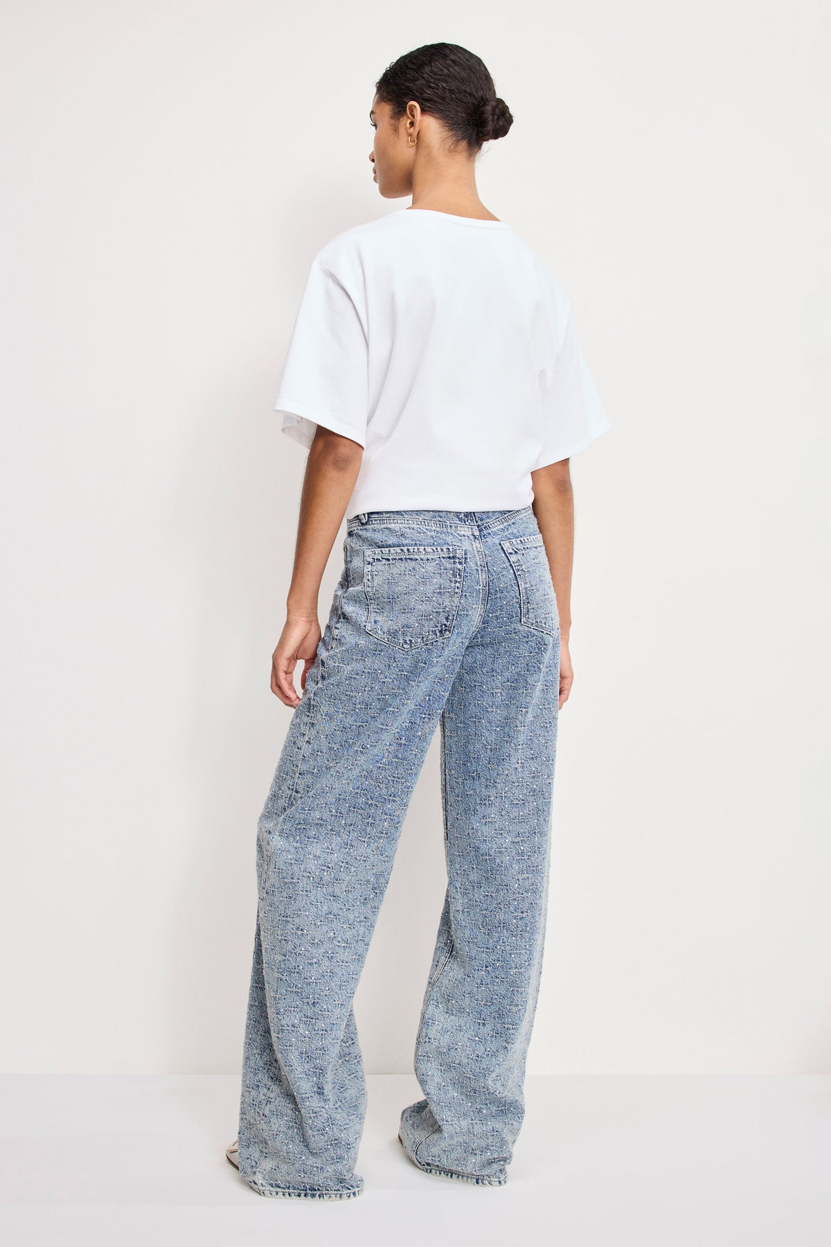 Luxury GOOD SKATE WIDE CRYSTAL JEANS INDIGO1070