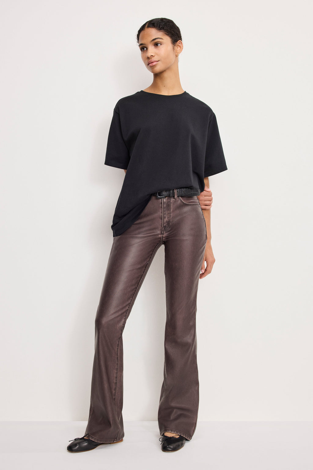 Luxury GOOD CLASSIC BOOTCUT FAUX LEATHER PANTS VAMP001
